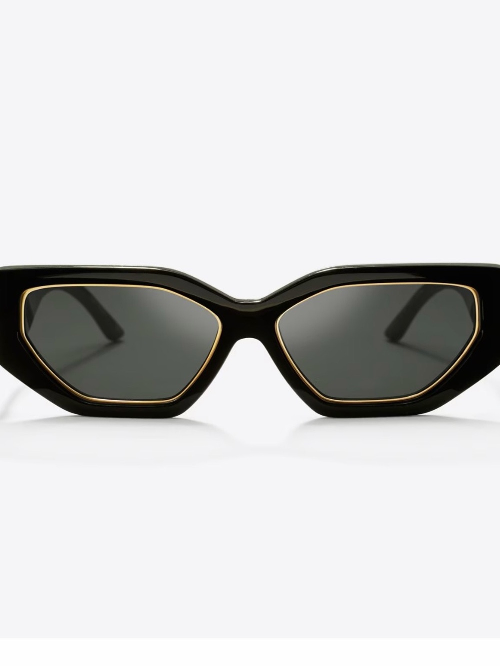 Tory Burch Black Cat-Eye Sunglasses with Gold Accent